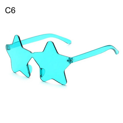 Sunčane naočale bez okvira u obliku zvijezde Jedinstvene prozirne sunčane naočale s pentagramom bez okvira za djecu Ženske smiješne naočale za zabavu