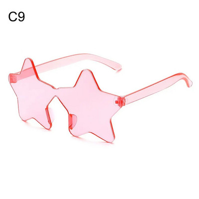 Sunčane naočale bez okvira u obliku zvijezde Jedinstvene prozirne sunčane naočale s pentagramom bez okvira za djecu Ženske smiješne naočale za zabavu
