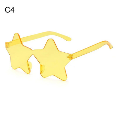 Sunčane naočale bez okvira u obliku zvijezde Jedinstvene prozirne sunčane naočale s pentagramom bez okvira za djecu Ženske smiješne naočale za zabavu