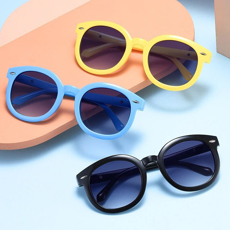 2022. gada jauna modes bērnu saulesbrilles zīdaiņu retro vienkrāsu ultravioleto staru necaurlaidīgas apaļas ērtas brilles bērniem