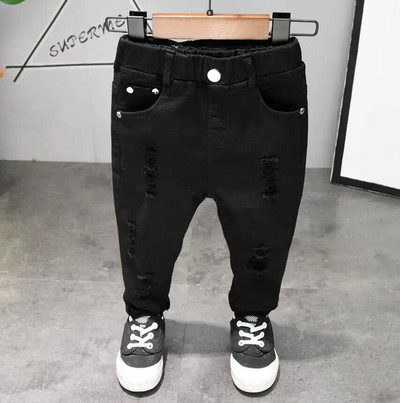 Bērnu bikses Chorus Clothing Pure White/Black Students Contest Straight Jeans Baby Boys Ērtas latīņu deju bikses