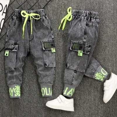 Boys Jeans Pant Spring and Autumn Boys printed Jeans New Children`s Loose Western Style Boys` Casual παντελόνι