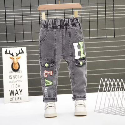 Traperice za dječake Proljetne i jesenske traperice s printom za dječake Nove dječje ležerne hlače u zapadnom stilu za dječake