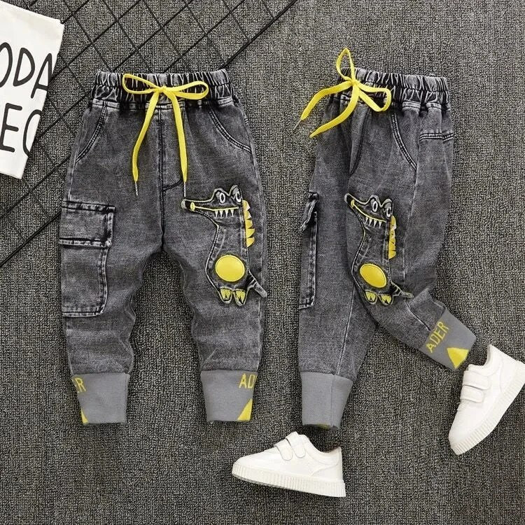 Traperice za dječake Proljetne i jesenske traperice s printom za dječake Nove dječje ležerne hlače u zapadnom stilu za dječake