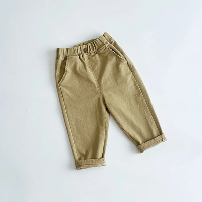 Uus kevadsügis beebid tüdrukud poisid puuvillased püksid kõrge vöökohaga sirge välisriided teksad Laste riided 0-7 a