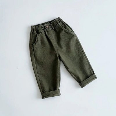 Uus kevadsügis beebid tüdrukud poisid puuvillased püksid kõrge vöökohaga sirge välisriided teksad Laste riided 0-7 a