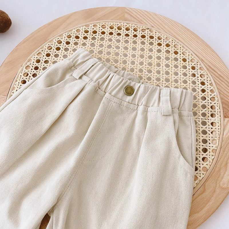 Uus kevadsügis beebid tüdrukud poisid puuvillased püksid kõrge vöökohaga sirge välisriided teksad Laste riided 0-7 a