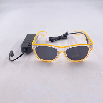 1Pcs Светещи LED очила с тъмни лещи Неонови EL Wire Glow Очила Светят в тъмното Светят Предпочитания Консумативи за деца Възрастни