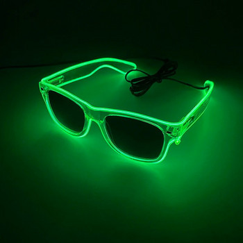 1Pcs Light Up γυαλιά LED με σκούρο φακό Neon EL Wire Glow Glasses Glow in The Dark Glow Favors Προμήθειες για Παιδιά Ενήλικες