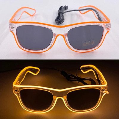 1 buc ochelari cu LED-uri cu lentile întunecate neon EL Wire Ochelari strălucitori în întuneric Produse pentru copii și adulți