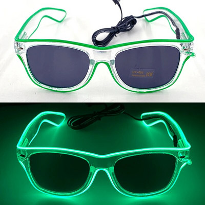 1 buc ochelari cu LED-uri cu lentile întunecate neon EL Wire Ochelari strălucitori în întuneric Produse pentru copii și adulți