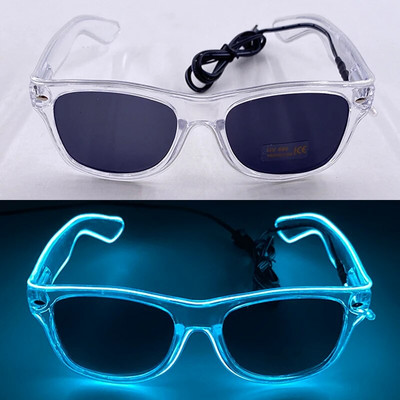 1 buc ochelari cu LED-uri cu lentile întunecate neon EL Wire Ochelari strălucitori în întuneric Produse pentru copii și adulți