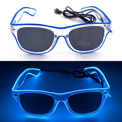 1 buc ochelari cu LED-uri cu lentile întunecate neon EL Wire Ochelari strălucitori în întuneric Produse pentru copii și adulți