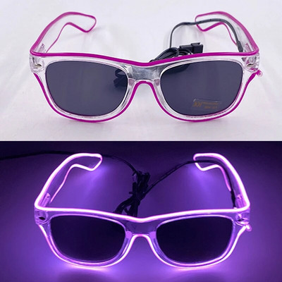 1 buc ochelari cu LED-uri cu lentile întunecate neon EL Wire Ochelari strălucitori în întuneric Produse pentru copii și adulți