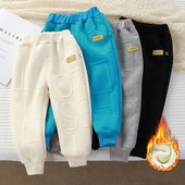 Pantaloni de trening pentru copii pentru băieți, fete, toamnă iarnă, pantaloni groși, casual, pentru elevi, pantaloni sport largi, litere Kawaii, pantaloni pentru copii