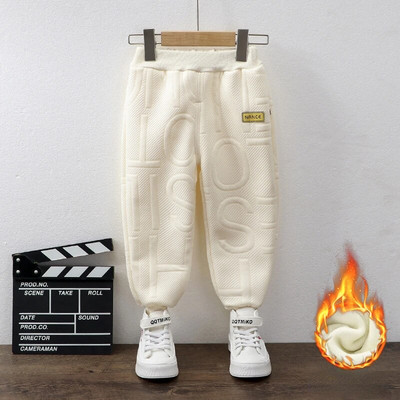 Pantaloni de trening pentru copii pentru băieți, fete, toamnă iarnă, pantaloni groși, casual, pentru elevi, pantaloni sport largi, litere Kawaii, pantaloni pentru copii