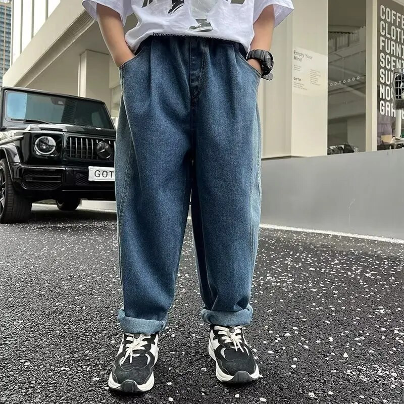 Big Boy Džinsi Bērniem Bērnu Apģērbi 10 12 gadi Bērni Bikses Zēni Bikses Zēna Bērns Baggy Vasaras Apģērbi Pusaudzis