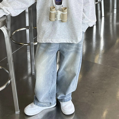 Lasteriided 2023 Uued moodsad püksid kevad-sügis poistele Retro teksad Korea stiilis sirged vabaaja lihtsad püksid