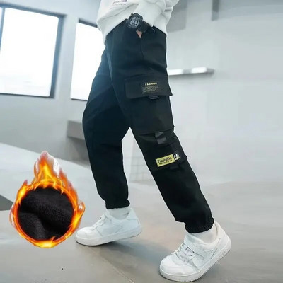 Rudens ziemas ikdienas garās bikses zēniem bērniem kabatas brīvā laika bikses vidējas vilnas bikses kokvilnas maisījums