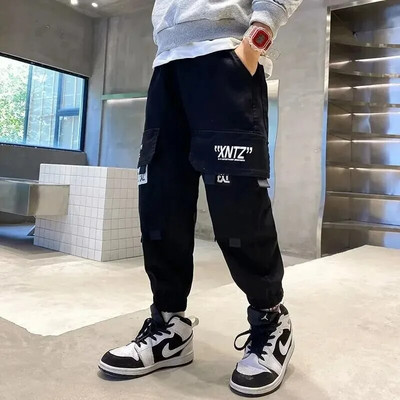 Primăvară Toamnă Pantaloni largi casual, la modă, îmbrăcăminte de lucru, băieți, studenți, pantaloni cu talie înaltă din amestec de bumbac mijlociu
