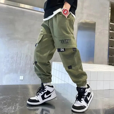 Primăvară Toamnă Pantaloni largi casual, la modă, îmbrăcăminte de lucru, băieți, studenți, pantaloni cu talie înaltă din amestec de bumbac mijlociu