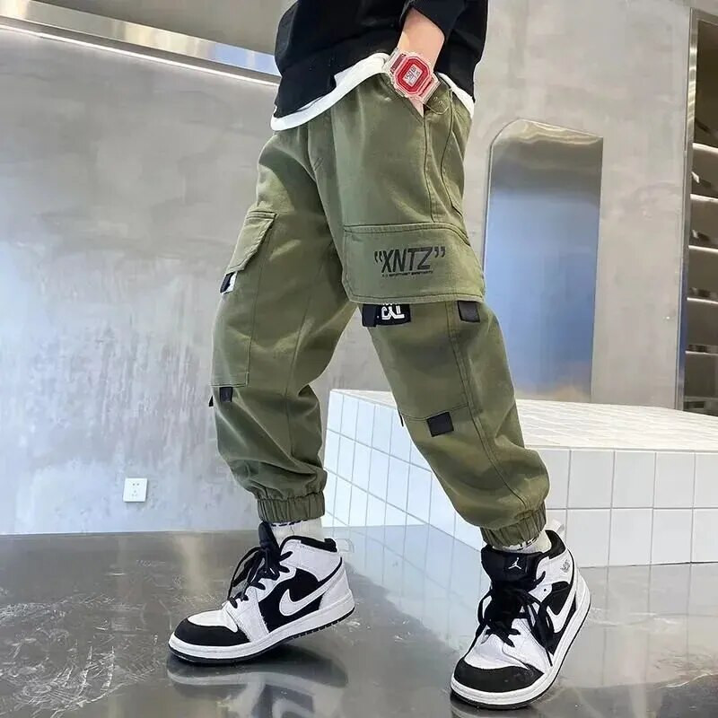 Pavasara rudens brīvas ikdienas moderns darba apģērba bikses zēniem studentiem vidējās kokvilnas maisījuma bikses ar augstu vidukli