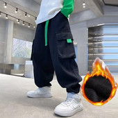 Hlače za dječake Proljeće i jesen Nova plišana dječja radna odjeća Hlače proljeće i jesen Dječje cool ležerne hlače srednje veličine