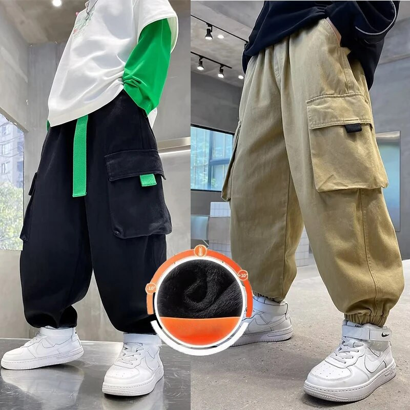 Hlače za dječake Proljeće i jesen Nova plišana dječja radna odjeća Hlače proljeće i jesen Dječje cool ležerne hlače srednje veličine