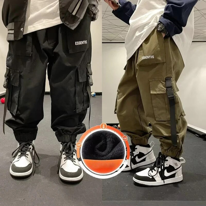 Hlače za dječake Proljetne i jesenske cool radne hlače Dječje ležerne hlače i velike dječje jesenske i zimske plišane široke hlače