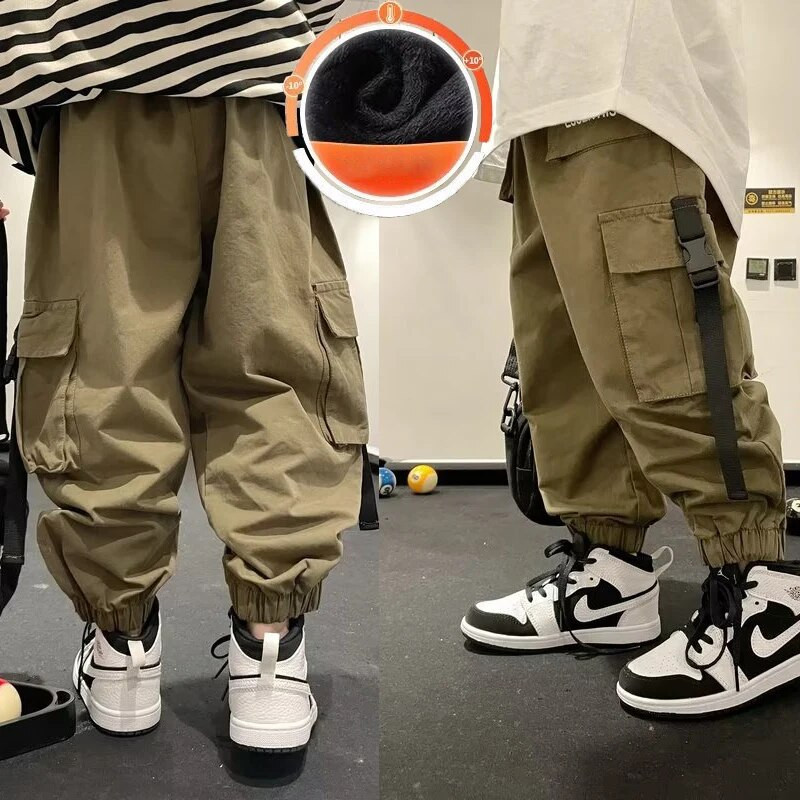 Hlače za dječake Proljetne i jesenske cool radne hlače Dječje ležerne hlače i velike dječje jesenske i zimske plišane široke hlače