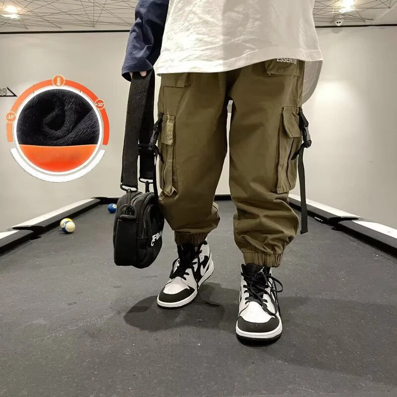 Hlače za dječake Proljetne i jesenske cool radne hlače Dječje ležerne hlače i velike dječje jesenske i zimske plišane široke hlače