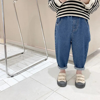 Bear Learder Baby Boy Girl Свободни дънки Нова мода Корейски стил Ежедневни едноцветни дънки Пролет Есен Детски дънкови панталони