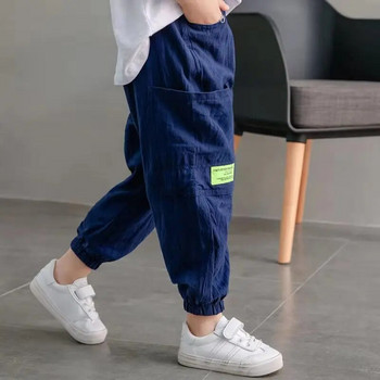 Бебешки панталони за момче Свободни харем панталони от памук и лен