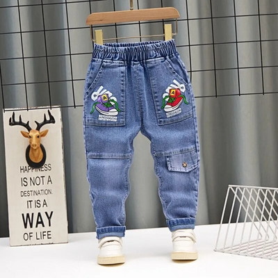 Bebeluși băieți fete blugi pantaloni nou 2023 pantaloni pentru copii 1-9 ani băieți fete blugi băieți pantaloni casual cu scrisoare de desene animate blugi pentru copii