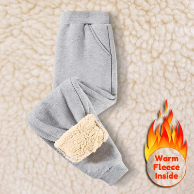 Pantaloni calduri din cașmir pentru copii, pentru băieți, fete, iarnă groase, din lână de miel, pantaloni de sport casual pentru copii, pantaloni sport, fleece jogging
