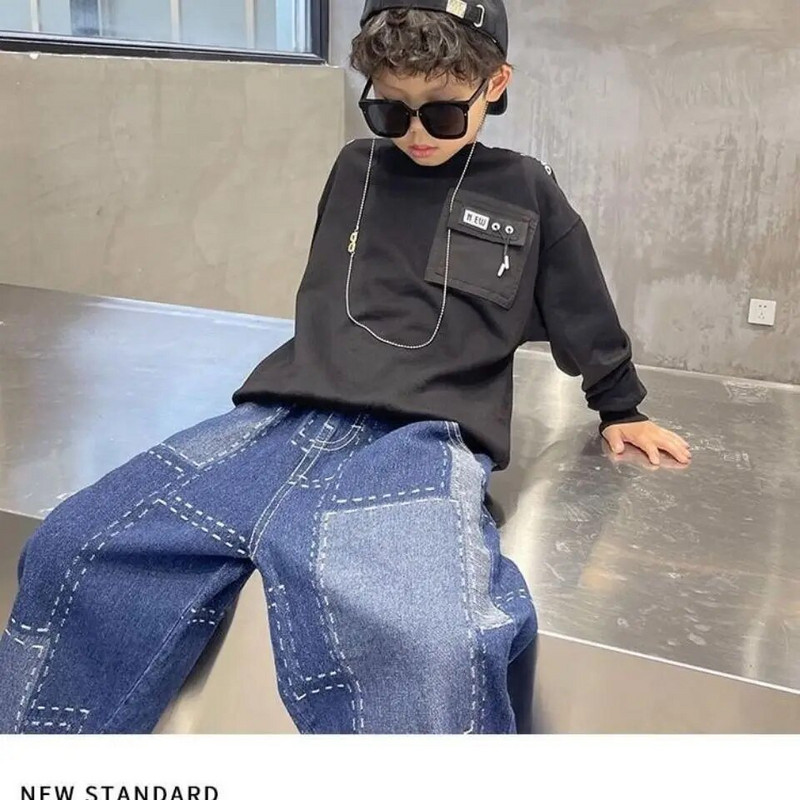 Uued poisid, tüdrukud, lahedad teksad kevad- ja sügispüksid Korea stiilis teksad vabaaja püksid lasteriided suvepüksid