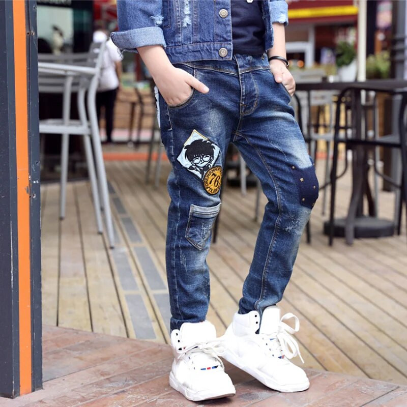 IENENS Fashion Boys Jeans Proljeće Jesen Duge hlače Young Boy Straight Denim Hlače Hlače s elastičnim strukom Kaubojske hlače Plus Size