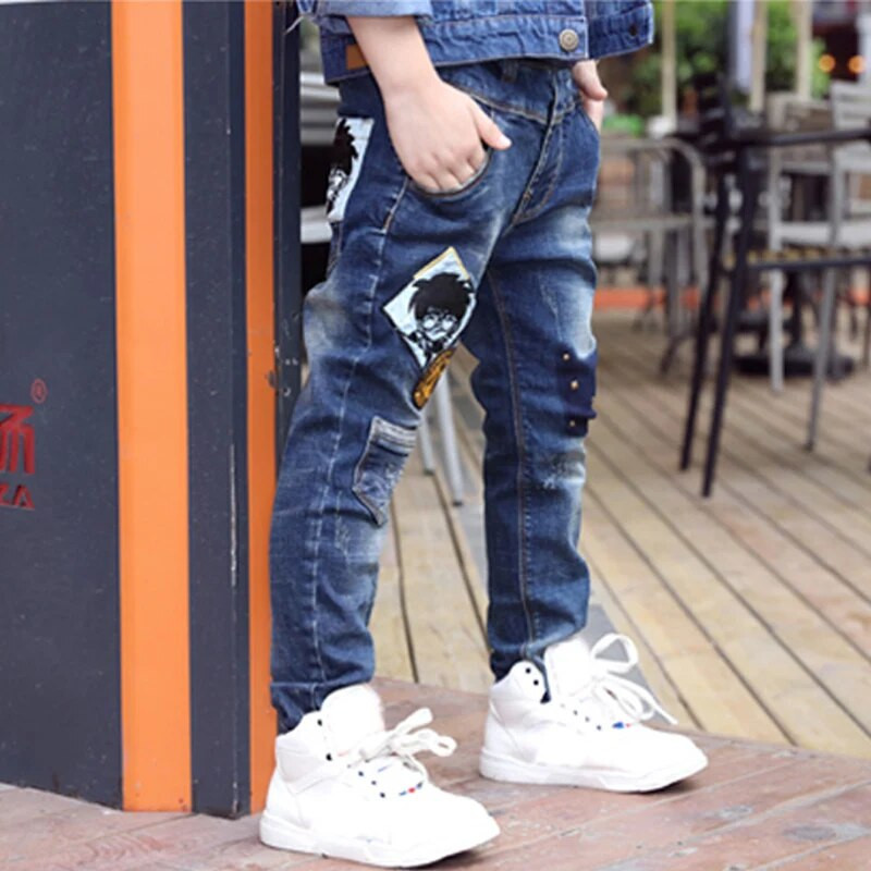 IENENS Fashion Boys Jeans Proljeće Jesen Duge hlače Young Boy Straight Denim Hlače Hlače s elastičnim strukom Kaubojske hlače Plus Size