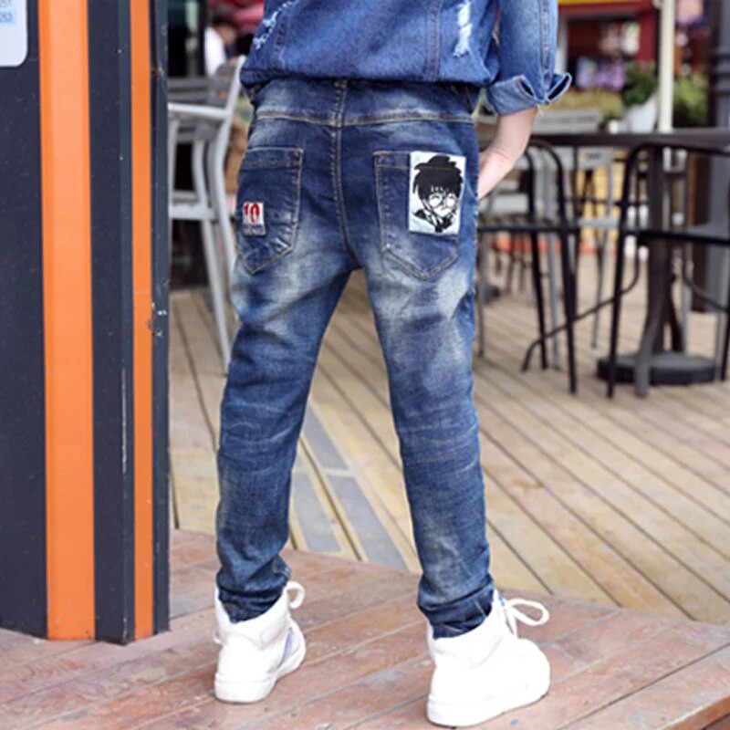 IENENS Fashion Boys Jeans Proljeće Jesen Duge hlače Young Boy Straight Denim Hlače Hlače s elastičnim strukom Kaubojske hlače Plus Size