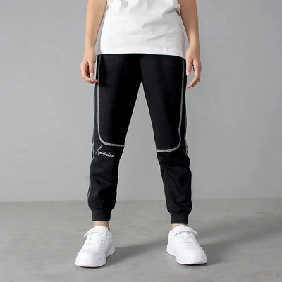 Pavasario sezono vaikiški drabužiai berniukams ilgos kelnės siuvinėtos sportinės kelnės vaikiškos kelnės laisvalaikio stiliaus vidurio juosmens dizainas