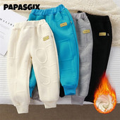 Vaikiškos ilgos kelnės aksominės vilnos šiltos kelnės vaikams storos elastinės kelnės žieminės medvilnės laisvalaikio sportinės kelnės berniukams mergaitėms 2-10 m.