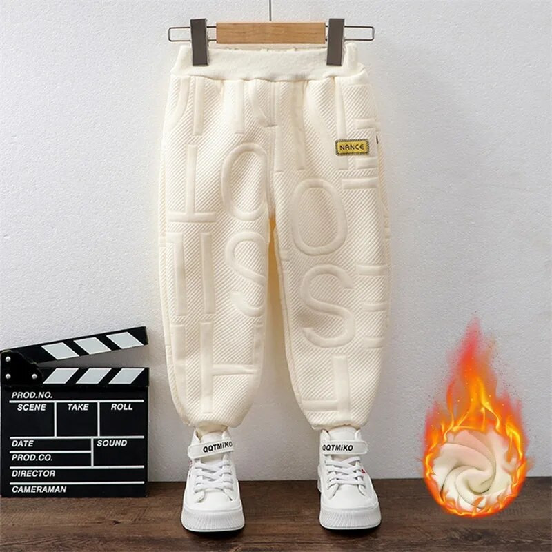 Vaikiškos ilgos kelnės aksominės vilnos šiltos kelnės vaikams storos elastinės kelnės žieminės medvilnės laisvalaikio sportinės kelnės berniukams mergaitėms 2-10 m.