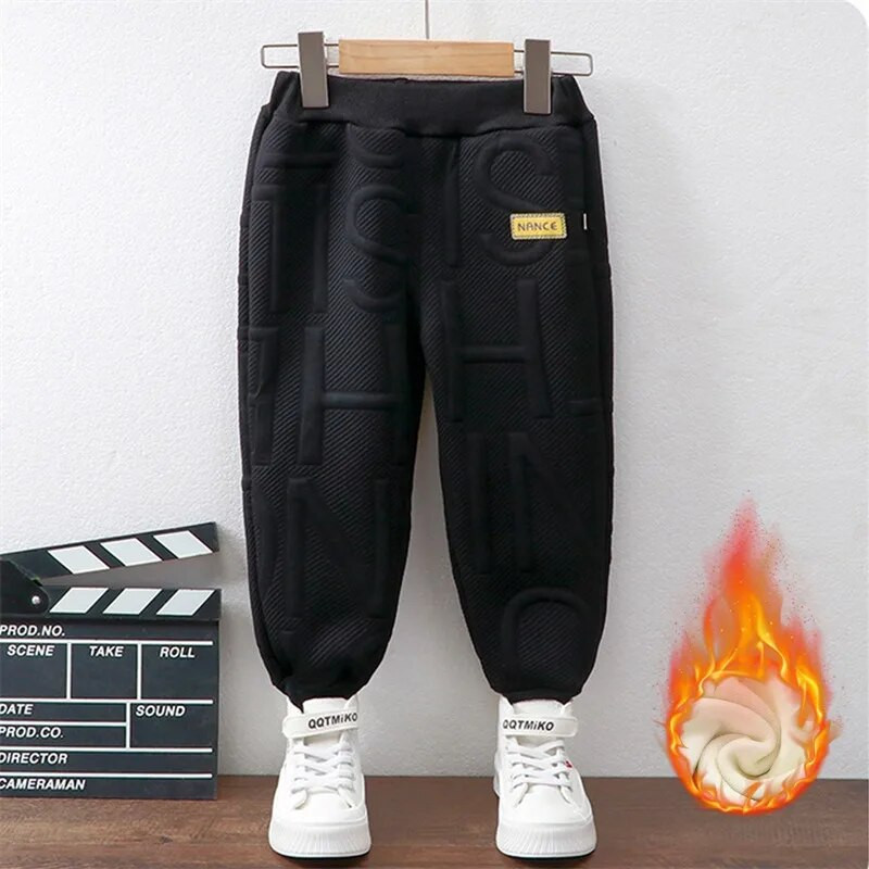 Vaikiškos ilgos kelnės aksominės vilnos šiltos kelnės vaikams storos elastinės kelnės žieminės medvilnės laisvalaikio sportinės kelnės berniukams mergaitėms 2-10 m.