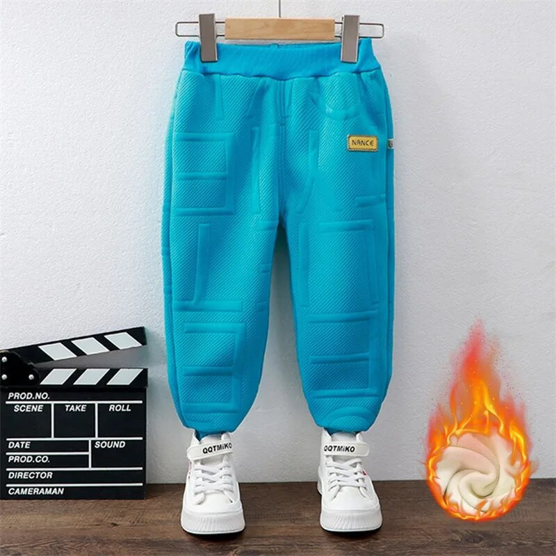 Vaikiškos ilgos kelnės aksominės vilnos šiltos kelnės vaikams storos elastinės kelnės žieminės medvilnės laisvalaikio sportinės kelnės berniukams mergaitėms 2-10 m.