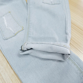 IENENS 4-11Y Boys Slim Straight Jeans Летни класически светли долнища Детски дънкови дълги панталони Детски бебешки ежедневни панталони