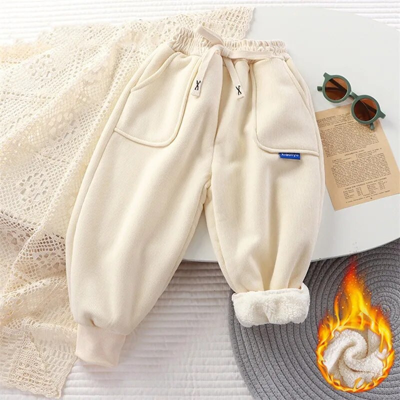 Παιδικό παντελόνι με επένδυση για αγόρια για κορίτσι Φθινόπωρο Χειμώνας Plus Βελούδινο χοντρό ζεστό παντελόνι Κοτλέ εξωτερικά ρούχα Αθλητικά καθημερινά παντελόνια Παιδικά ρούχα