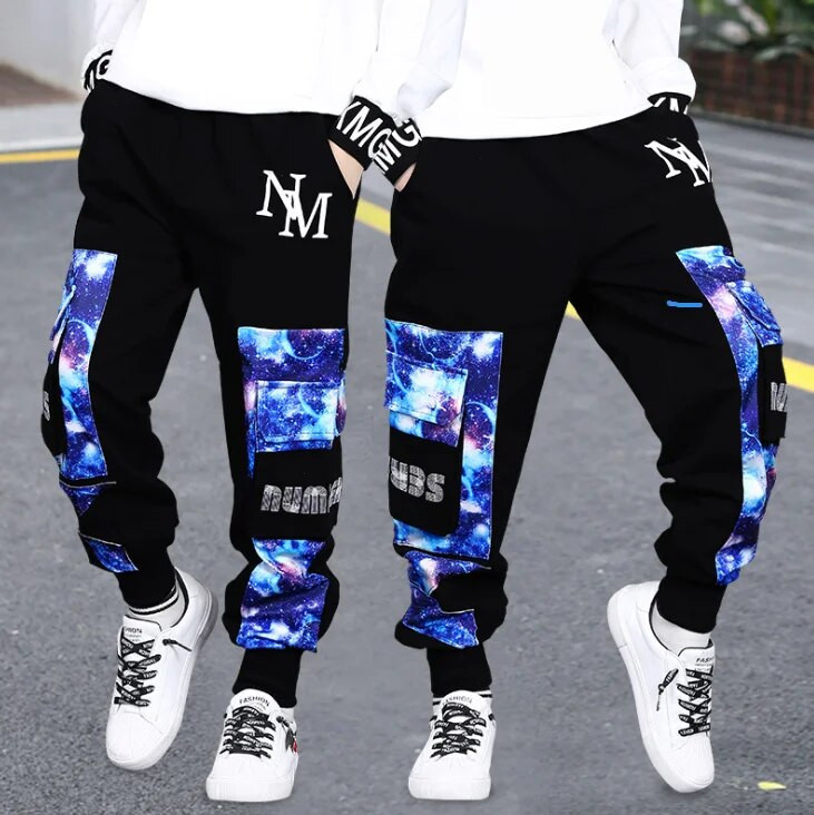 Zēniem lielas kabatas sporta bikses rudens jauni bērni garās bikses pusaudžu zēni meitenes kravas harēm bikses sporta skriešanas bikses 4 6 8 10 gadus vecas