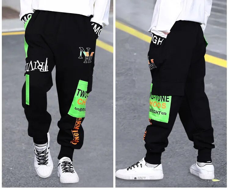 Zēniem lielas kabatas sporta bikses rudens jauni bērni garās bikses pusaudžu zēni meitenes kravas harēm bikses sporta skriešanas bikses 4 6 8 10 gadus vecas