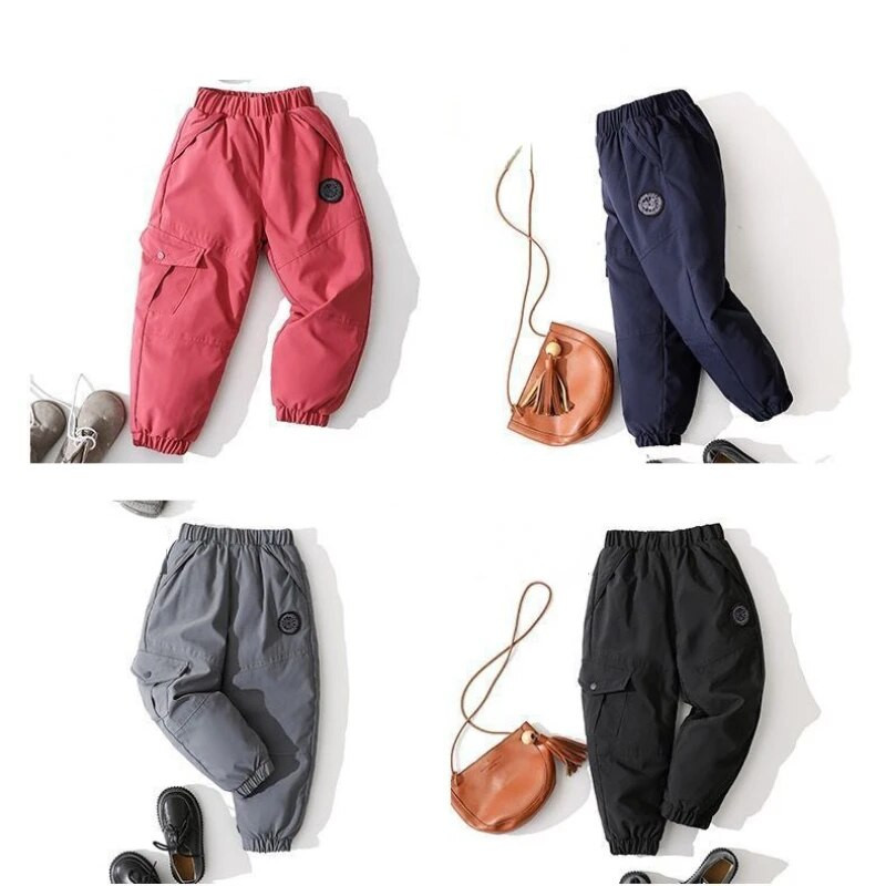 SOMENIE Casual Girl Boy Solid Χειμερινό Παντελόνι 90% Dowm Χοντρό Ζεστό Παντελόνι Αδιάβροχο Παντελόνι 2-14 ετών Elastic Sports Βρεφικό Παιδικό Παντελόνι