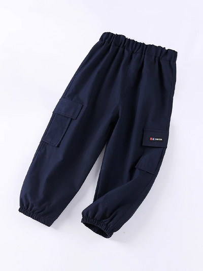 LJMOFA Pantaloni Cargo pentru copii Pantaloni casual pentru băieți Nouă modă Hip Hop Pantaloni cu mai multe buzunare Pantaloni pentru copii cu talie elastică Streetwear D354